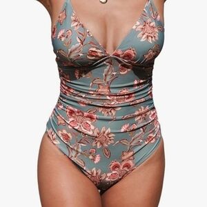 CUPSHE Women's One Piece Swimsuit Tummy Control V Neck Bathing Suits NWT